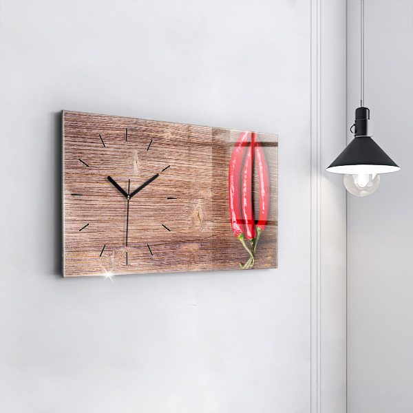 Glass wall clock rectangular Peppers