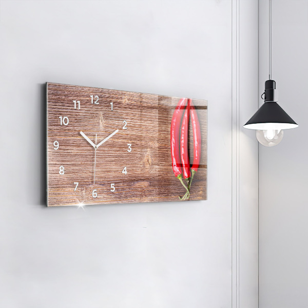 Glass wall clock rectangular Peppers