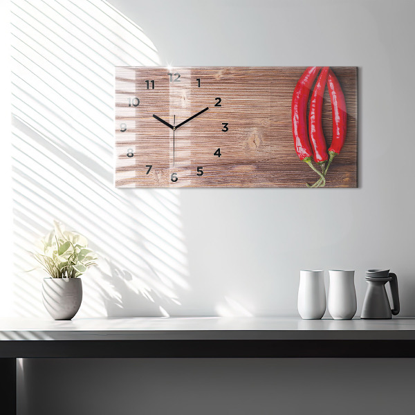 Glass wall clock rectangular Peppers