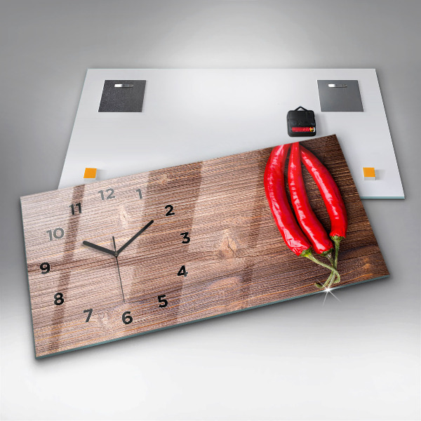 Glass wall clock rectangular Peppers