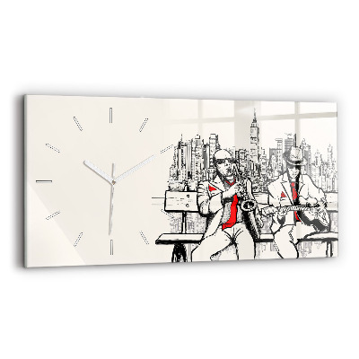 Glass wall clock rectangular Jazz in New York