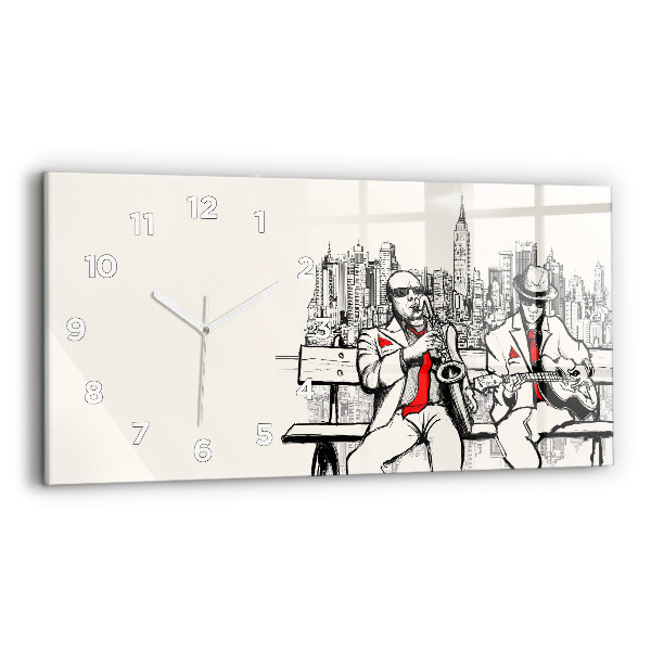 Glass wall clock rectangular Jazz in New York