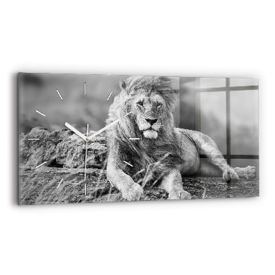 Glass wall clock rectangular Abstraction - Lion