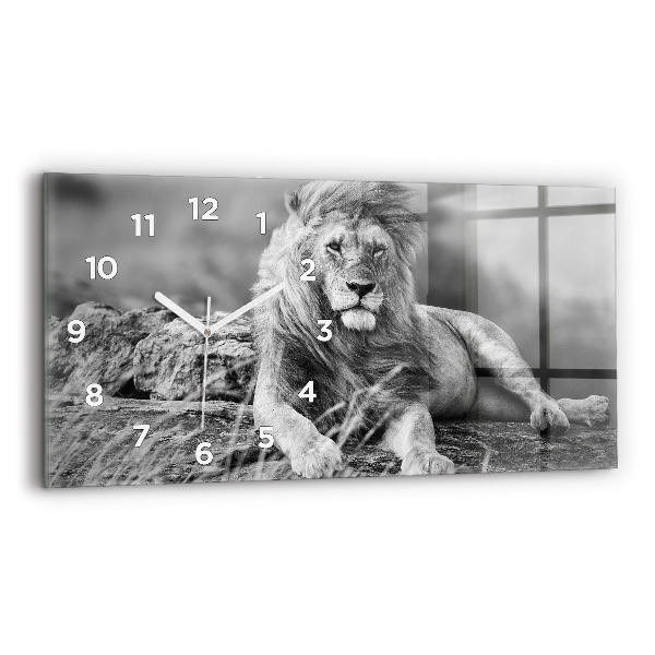 Glass wall clock rectangular Abstraction - Lion