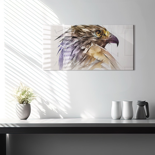Glass wall clock rectangular Bird of Predation