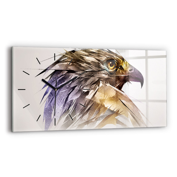 Glass wall clock rectangular Bird of Predation