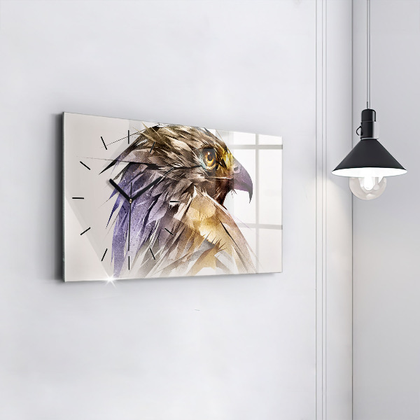 Glass wall clock rectangular Bird of Predation