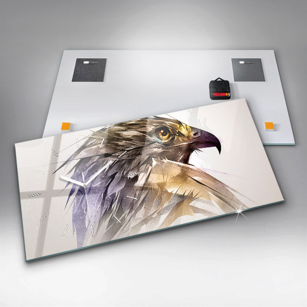 Glass wall clock rectangular Bird of Predation