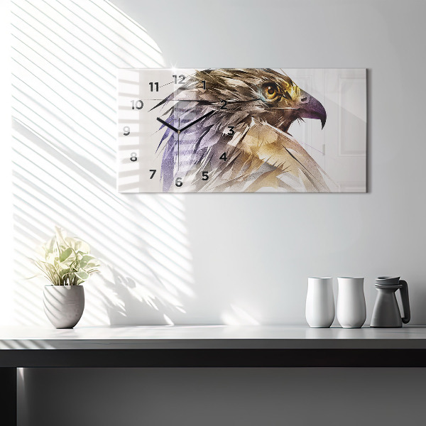 Glass wall clock rectangular Bird of Predation