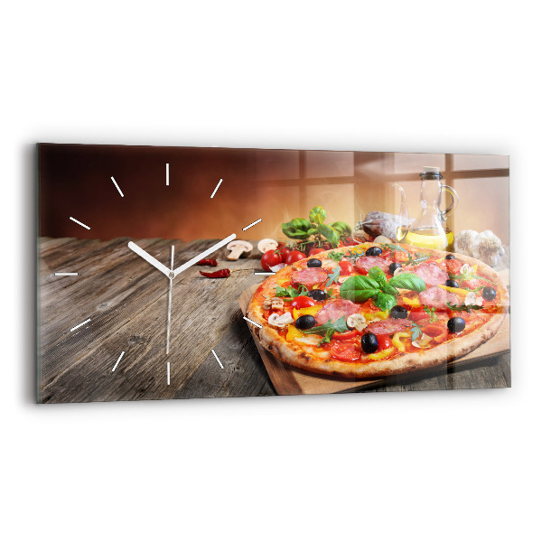 Glass wall clock rectangular The Culinary Heart of Italy