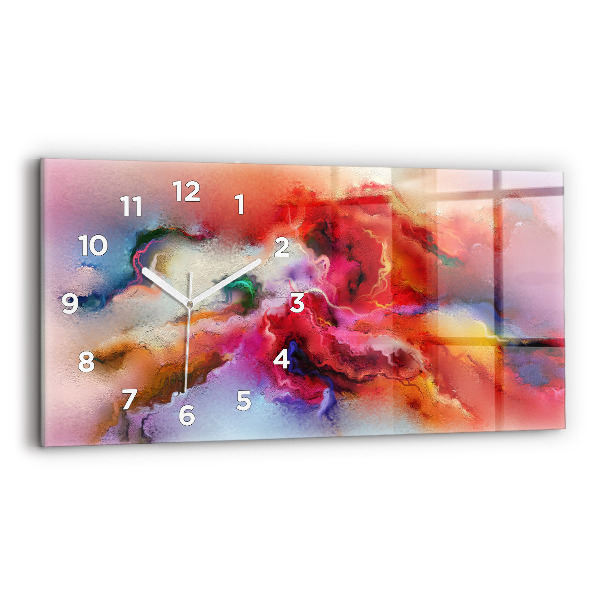 Glass wall clock rectangular Spilled paint