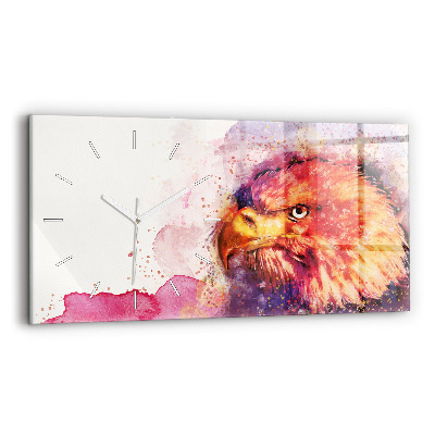 Glass wall clock rectangular Watercolor eagle background