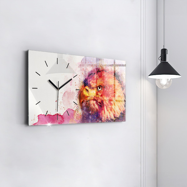 Glass wall clock rectangular Watercolor eagle background
