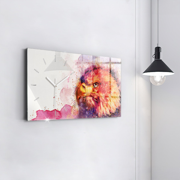 Glass wall clock rectangular Watercolor eagle background