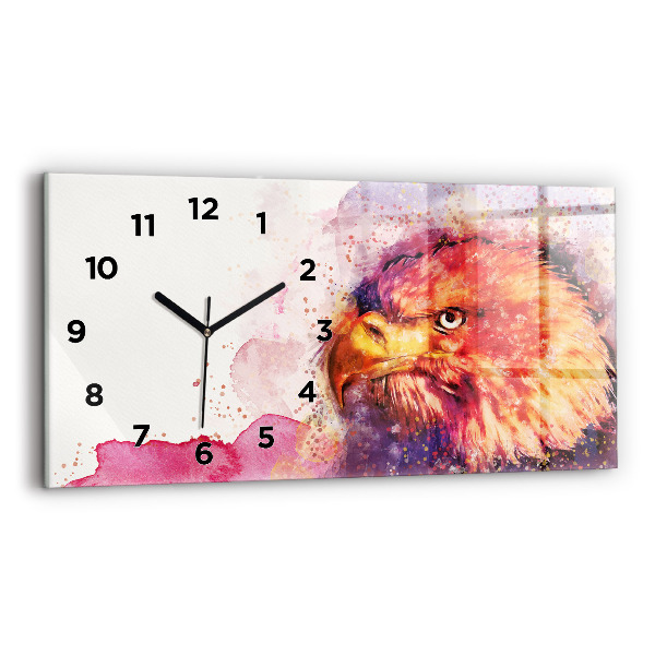 Glass wall clock rectangular Watercolor eagle background
