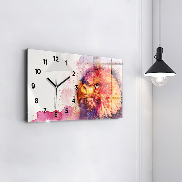 Glass wall clock rectangular Watercolor eagle background