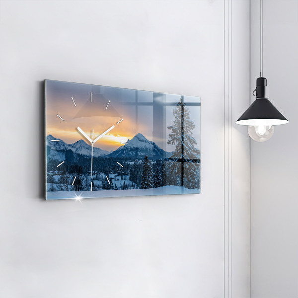 Glass wall clock rectangular Mountain landscape