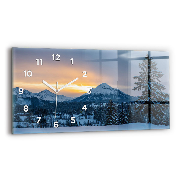 Glass wall clock rectangular Mountain landscape