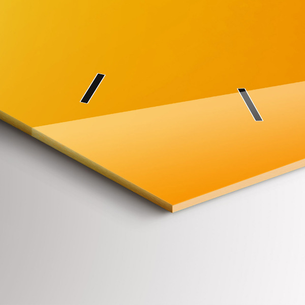 Glass wall clock rectangular Orange