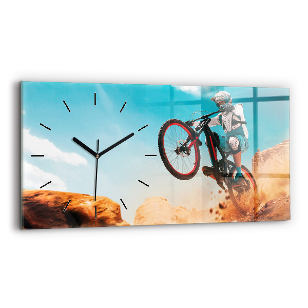 Glass wall clock rectangular Stuntman and adrenaline