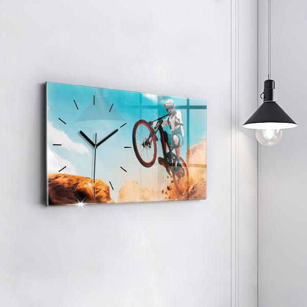 Glass wall clock rectangular Stuntman and adrenaline