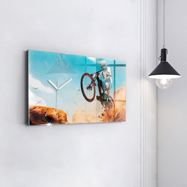 Glass wall clock rectangular Stuntman and adrenaline