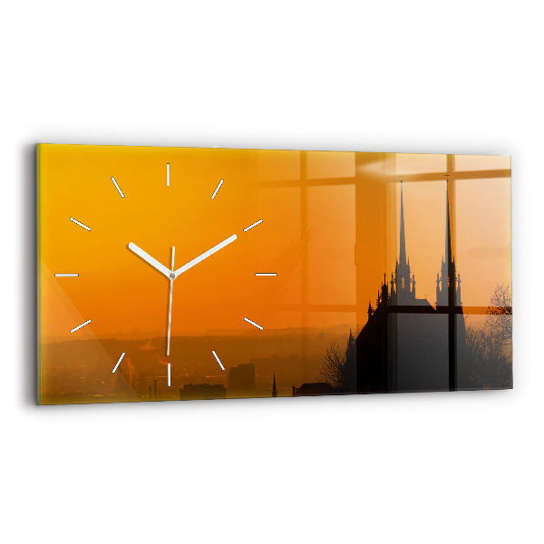 Glass wall clock rectangular View of the Brno Cathedral