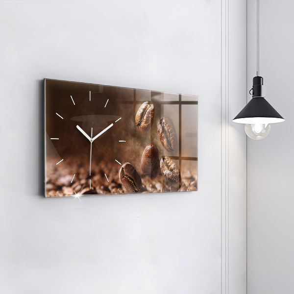 Glass wall clock rectangular Coffee beans
