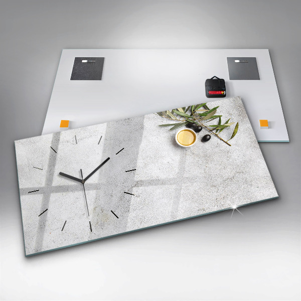 Glass wall clock rectangular Minimalist olives