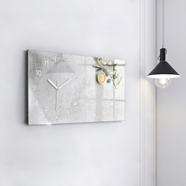 Glass wall clock rectangular Minimalist olives
