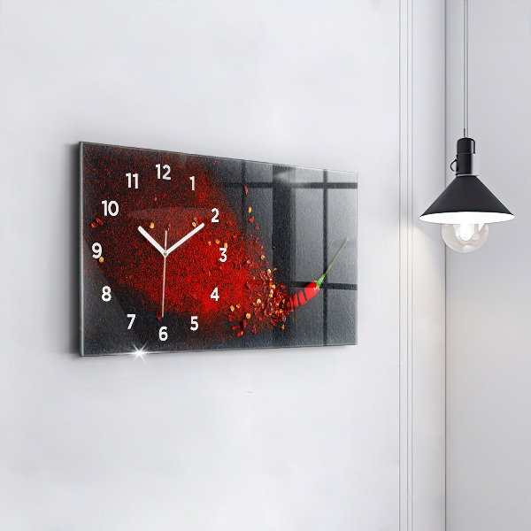 Glass wall clock rectangular Red spice