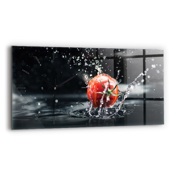 Glass wall clock rectangular Tomato