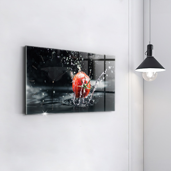 Glass wall clock rectangular Tomato