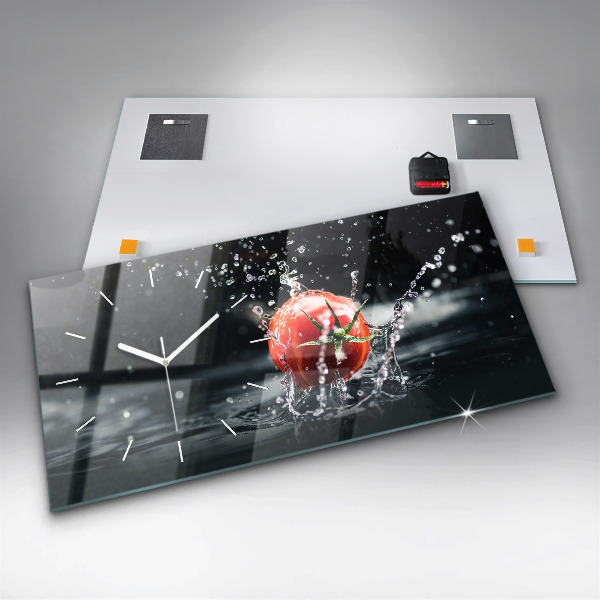 Glass wall clock rectangular Tomato