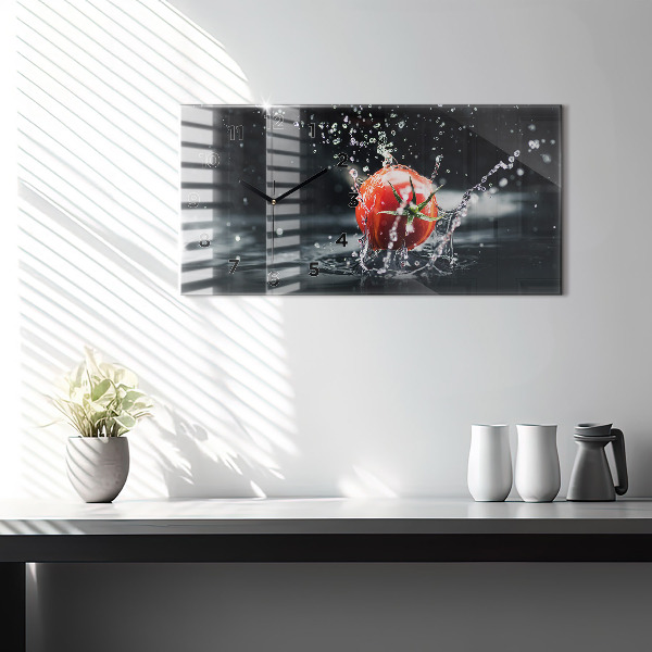 Glass wall clock rectangular Tomato