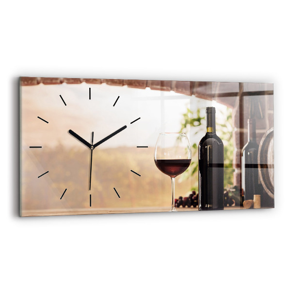 Glass wall clock rectangular Bottles of wine