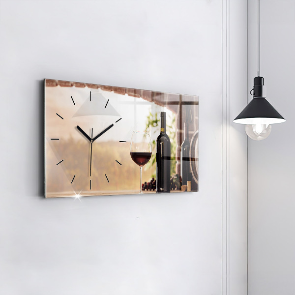 Glass wall clock rectangular Bottles of wine