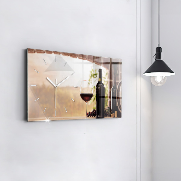 Glass wall clock rectangular Bottles of wine