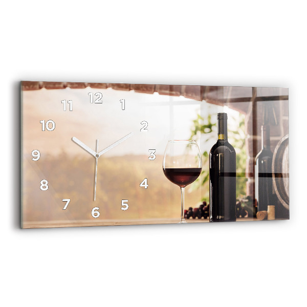 Glass wall clock rectangular Bottles of wine