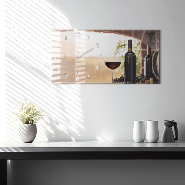 Glass wall clock rectangular Bottles of wine