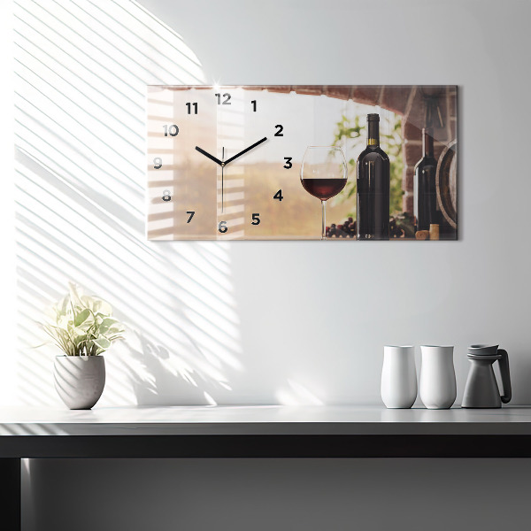 Glass wall clock rectangular Bottles of wine