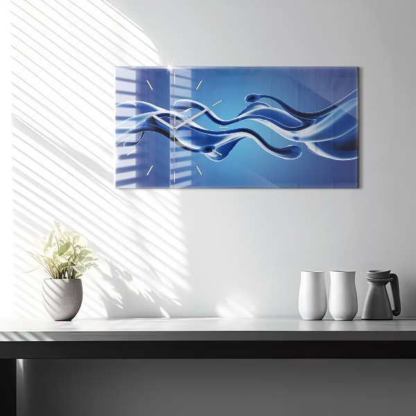 Glass wall clock rectangular Liquid abstraction