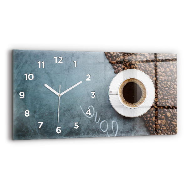 Glass wall clock rectangular A cup of coffee