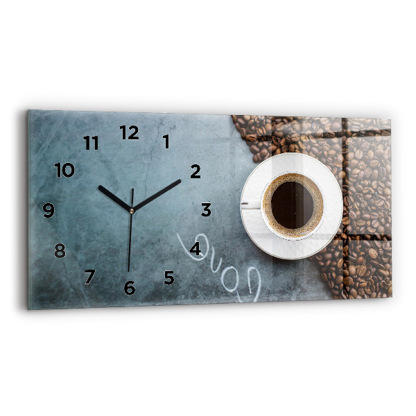 Glass wall clock rectangular A cup of coffee