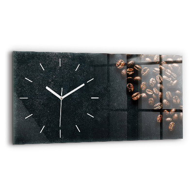 Glass wall clock rectangular Coffee beans