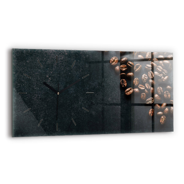 Glass wall clock rectangular Coffee beans