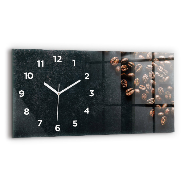Glass wall clock rectangular Coffee beans