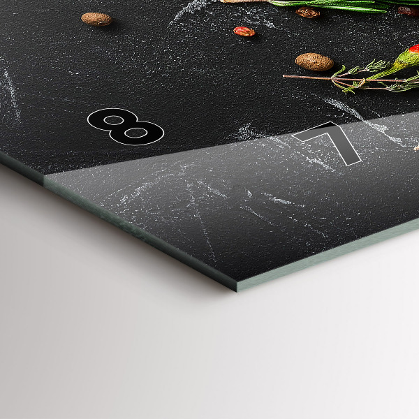 Glass wall clock rectangular Spices on the counter