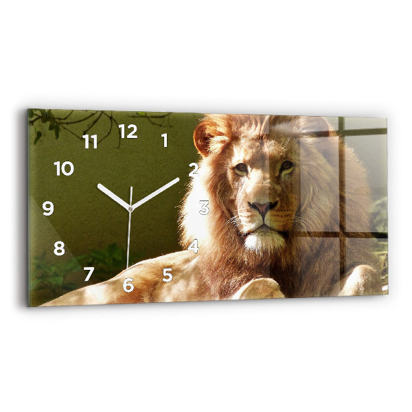 Glass wall clock rectangular Portrait of a Lion