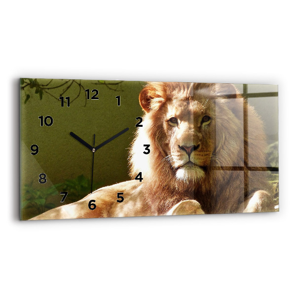 Glass wall clock rectangular Portrait of a Lion